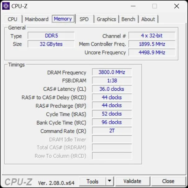 CPUZ DDR5 7600 C36